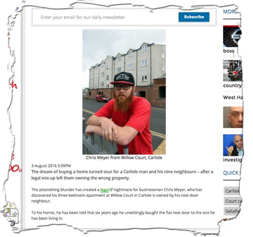Chris Meyer, of Carlisle, as featured in the News and Star local paper