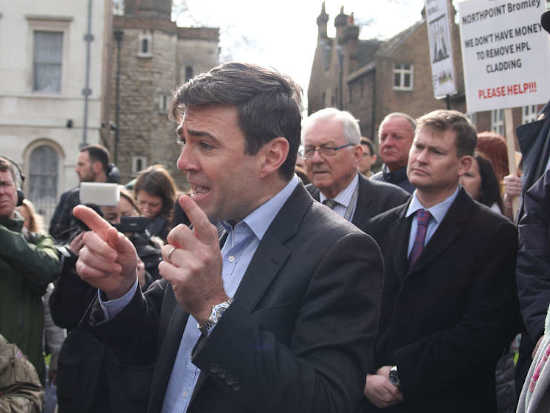 Andy Burnham cladding demonstration